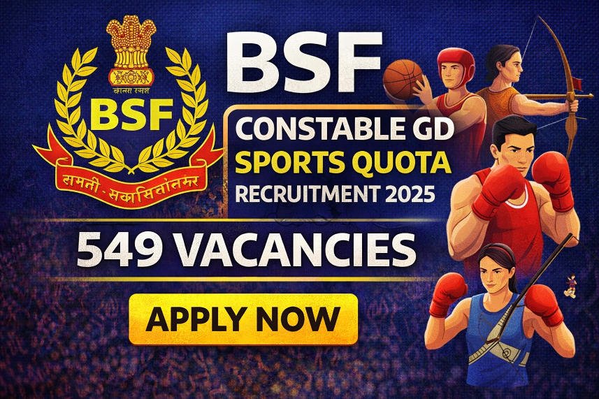 BSF Constable (Sports) Recruitment 2026 Apply Online For 549 Posts