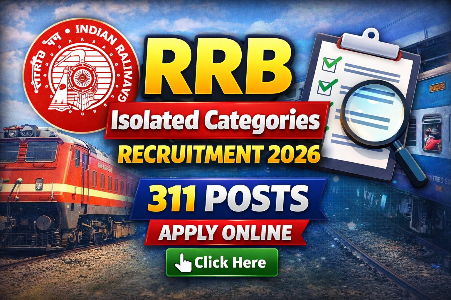 RRB Isolated Categories Recruitment 2026 – Apply Online for 311 Posts