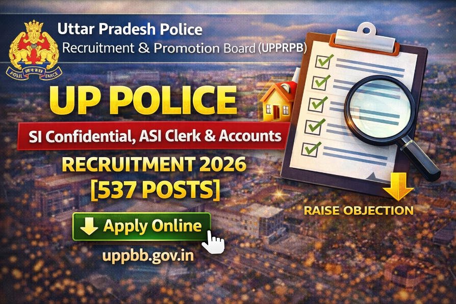 UP Police SI Confidential, ASI Clerk & Accounts Recruitment 2026 Apply Online For 537 Posts