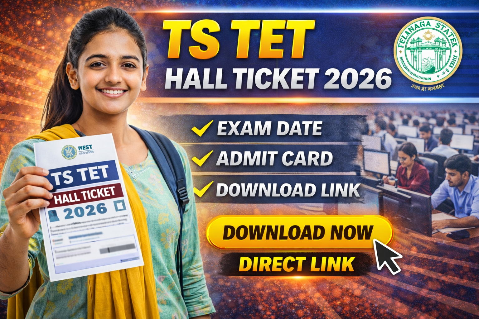 TS TET Hall Ticket 2026 {Out} – Exam Date, Admit Card Download